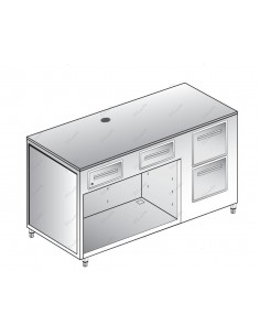 Coffee machine bench - Steel - 2 neutral drawers - 1...