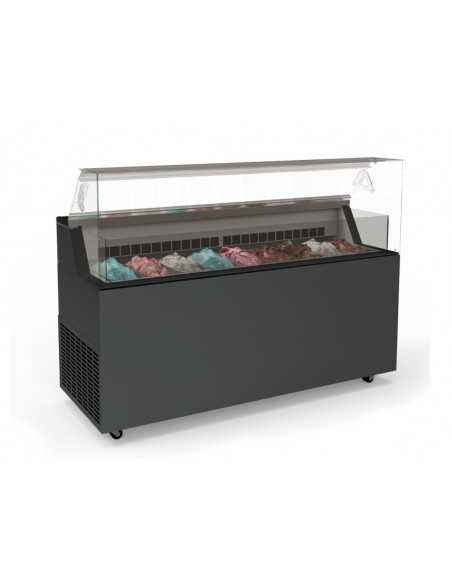 Ice cream showcase - Temperature -5°/-20°C - Trays n. 9 of 5 liters or 18 trays of 2.5 liters - Cm 165.2 x 67.7 x 119 h