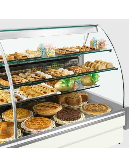 Food counter - Curved glass - Static with sliding drawer - Temperature +4+6 °C - cm 290 x 98 x 124 h