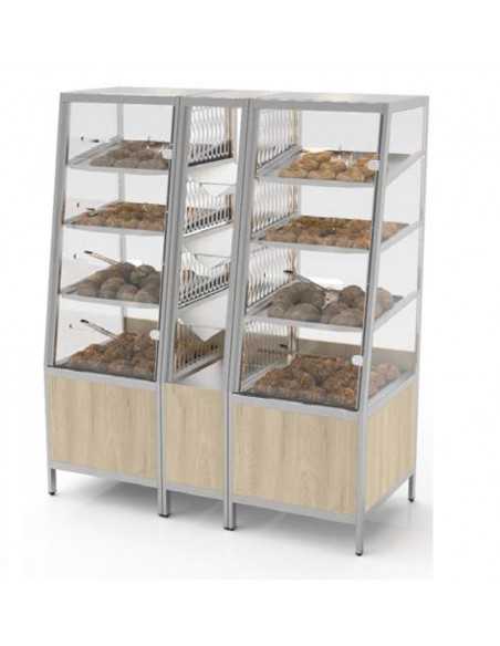 Expositor con sistema de paletas - 8 compartimentos - Laterales de plexiglás - cm 150 x 70 x 180h