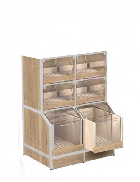 Vitrina con cajones y cajones profundos - 4+2 compartimentos - Estructura de tubo de acero - cm 98 x 70 x 140