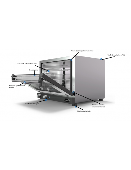 Combined oven - Temperature 30 °C - 260 °C - Capacity 3 x cm 34.2x34.2 - cm 48x52.3x40.2h