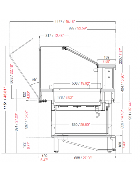 Vitrina baño maría para aperitivos calientes - Semiacabada para panelar - Dimensiones varios