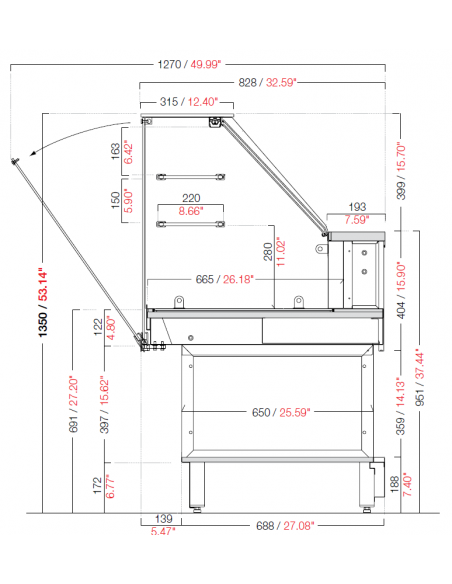 Escaparate neutral - Semiacabado para revestimiento - Vidrio alto recto - Dimensiones varios