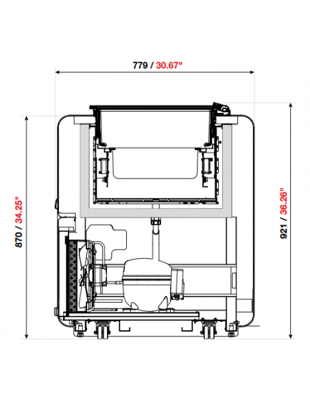 Tarrina de helado - Modelo Tarrinas - Capacidad 2/3/6 tarrinas - Ventilado - Temperatura -2°C-18°C - Cm 68 x 77.9 x 87 h