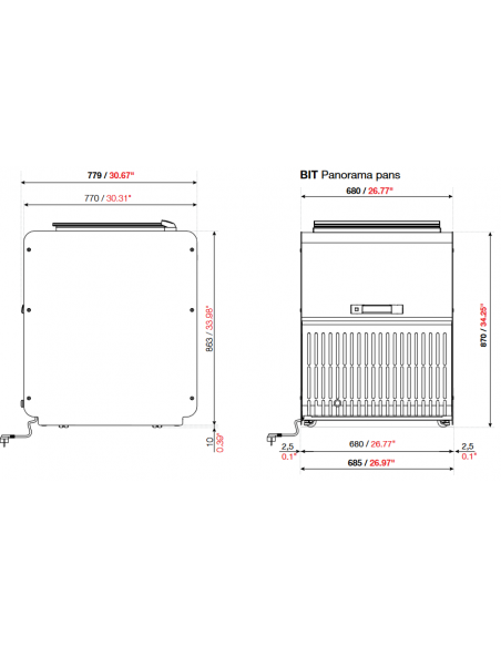 Pozzetto gelati - Mod. BIT PANS - Capacità  2/3/6  vaschette - Ventilata - Temperatura -2°C-18°C - Cm 68 x 77.9 x 87 h