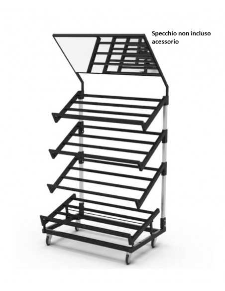 Espositore murale ortofrutta - Struttura in tubolare quadro - cm 116 x 80 x 166 h