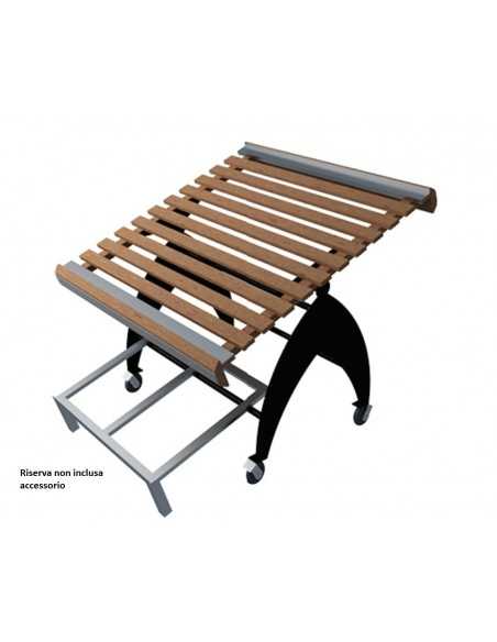 Espositore basculante ortofrutta - Doghe in legno - Struttura in acciaio verniciato - cm 120 x120 x 115 h