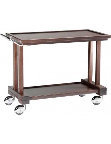 Carrello di servizio in legno - Struttura in legno massello - 2 ripiani - Color noce - cm 81 x 55 x 82h