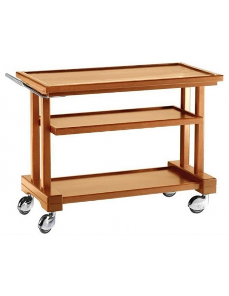 Wooden service trolley - Solid wood frame - 3 shelves - Color walnut - cm 81 x 55 x 82h