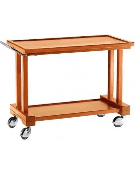 Wooden service trolley - Solid wood frame - 2 shelves - Color walnut - cm 115 x 55 x 82h