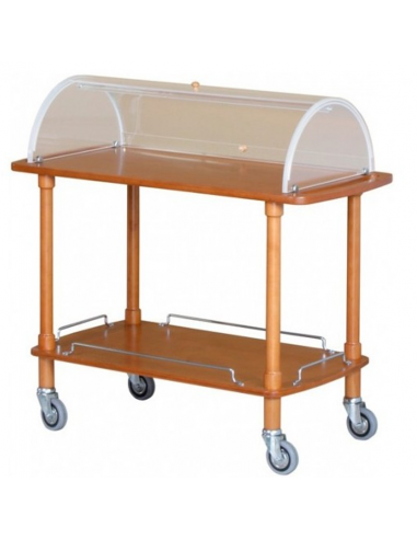 Wooden service trolley with dome - Solid wood...