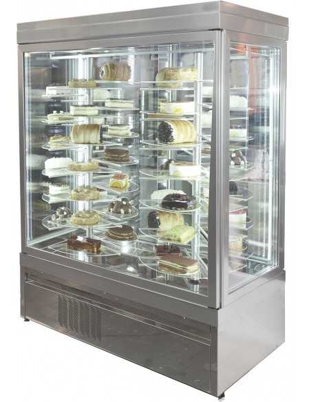 Vetrina per pasticceria - Temp. +5/-25 °C - Per torte Ø 32 cm - 2 porte - 4 lati vetrati - Potenza kW 1.20 - cm 178 x 90 x 191h