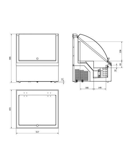 Espositore refrigerato - Temp. 0° / +5°C - Statico - Vasca litri 18 - Monofase - cm 51.7 x 47.2 x 59.5 h