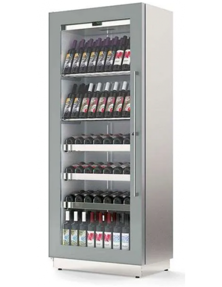Vitrina de vinos - Estático - Temperatura +4+18°C - Cajones extraíbles de madera y tubos de acero- cm 82x55x197 h