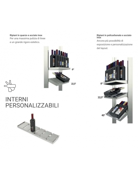Vetrina vini - Ventilata - Temperatura +4+18°C - Capacità 650 lt - Bifacciale - cm 84 x 62.5 x 236 h