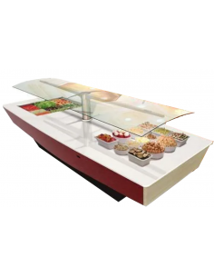 Isla expositora buffet - Encimera de cuarzo blanco -...