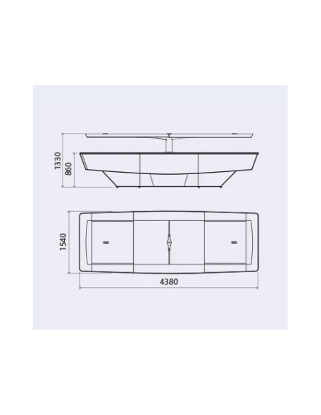 Isola espositiva buffet - Top in quarzo nero - Vasche personalizzabili - cm 438 x 154 x 133 h