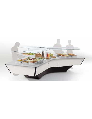 Isola espositiva buffet - Top in quarzo nero -...