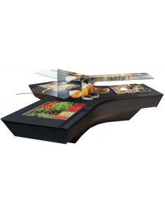 Buffet display island - Black quartz top - 3 areas -...