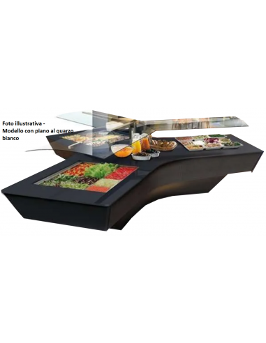 Isola espositiva buffet - Top in quarzo bianco...