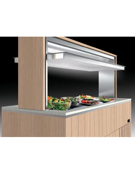 Expositor buffet - Temperatura +2 +7 °C - Encimera de cuarzo - cm 212 x 73 x 153 h