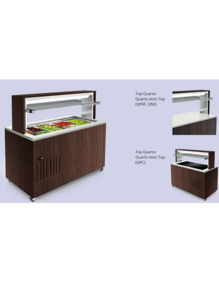 Bain-marie buffet display - Temperature 30 80 °C - Quartz top - cm 212 x 73 x 153 h