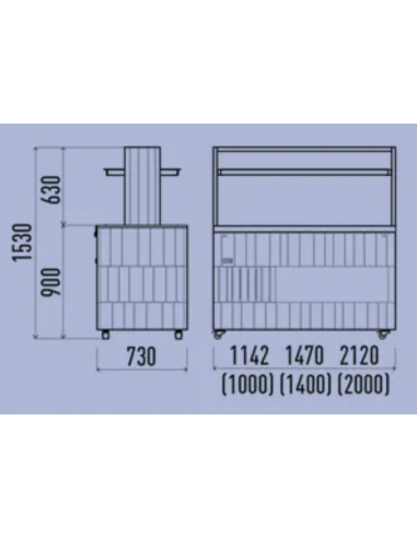 Espositore buffet bagnomaria - Temperatura +30...