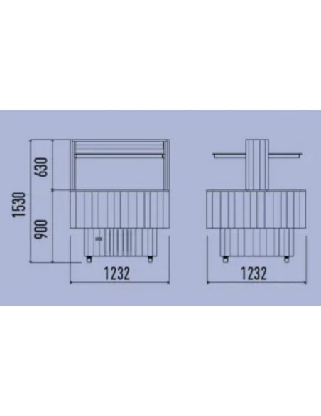 Expositor buffet - Isla - Temperatura 0 +3 °C - Encimera de cuarzo - cm 123,2 x 123,2 x 153 h