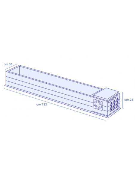 Ingredient display case - cm 183 x 33 x 23 h
