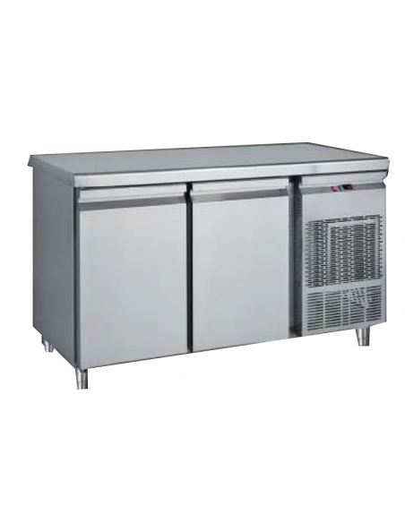 Tavolo refrigerato - In acciaio inox - 2 porte - Capacità Lt. 280 - Temp. -2/+8°C - cm 142 x 71 x 89 h