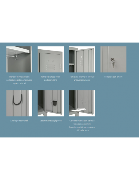 Locker - Monobloc structure - N. 2 places - cm 70 x 50 x 180 h