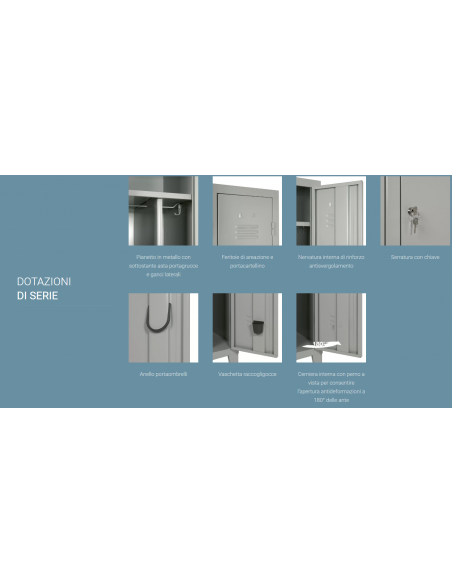 Locker - Monobloc structure - Removable partition - N.1 place - cm 37 x 35 x 180 h
