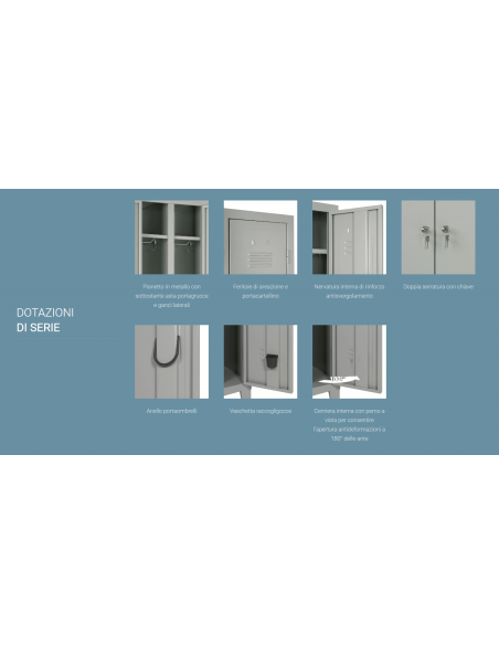 Locker - Monobloc structure - N.2 places - cm 50 x 50 x 180 h