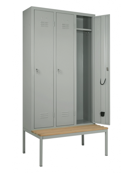 Taquilla vestuario - Sobre banco - Estructura de una pieza - N.3 plazas - cm 103 x 65 x 208 h
