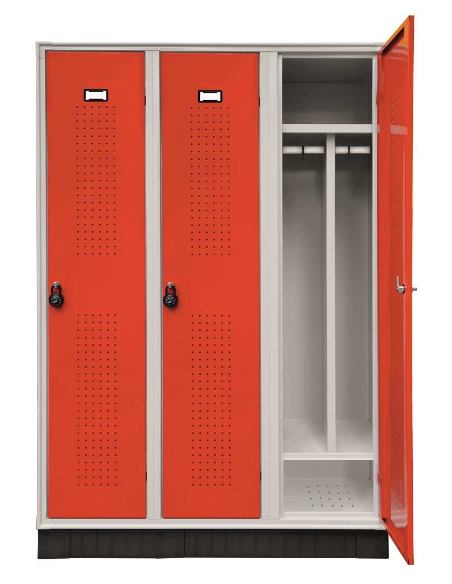 Taquilla vestuario - Tabique interior - 3 puertas - Estructura de chapa de acero - cm 120 X 50 X 175h