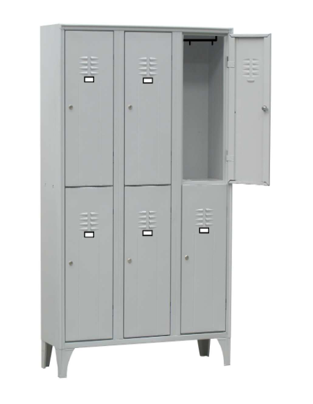 Overlapping lockers - 6 doors - Steel sheet structure - cm 90 X 50 X 180h