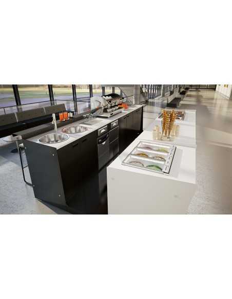 Bar counter and back counter with ice cream display -cm L 350 x P 232.5 x h 95.1