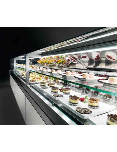 Bain-marie hot snack display cabinet - Low straight glasses - Various dimensions