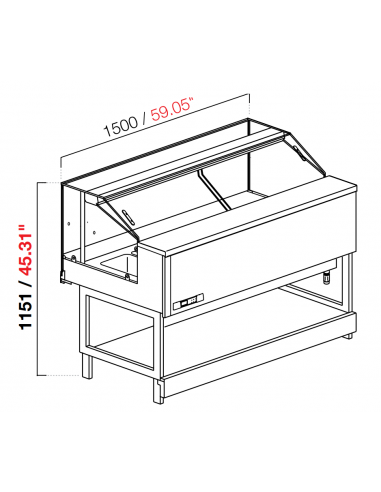 Bain-marie hot snack display cabinet - Low...