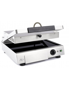 Piastra elettrica vetroceramica con piano liscio e coperchio rigato una zona