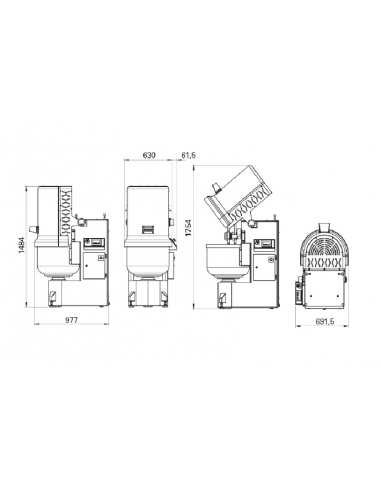 Double arm mixer - Dough capacity (min/max) kg...