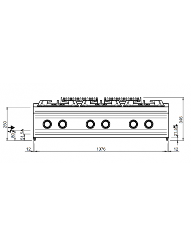 Gas cooker - No. 6 fires - Power burner kW 5.5...