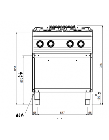 Cucina gas - N. 4 fuochi - Potenza bruciatore...