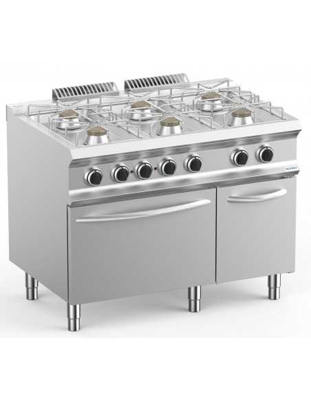Cucina gas - N. 6 fuochi - Potenza bruciatore kW 7 - Forno elettrico statico - Potenza forno kw 5.3 - Cm 110 x 73 x 85 h