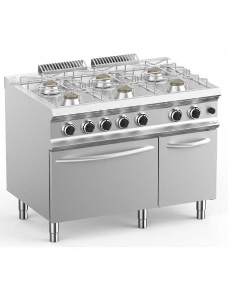 Cucina gas - N. 6 fuochi - Potenza bruciatore kW 7 - Forno gas statico - Potenza forno kw 6 - Cm 110 x 73 x 85 h