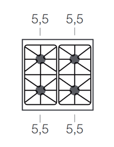 Cocina de gas - N. 4 quemadores - Energía...