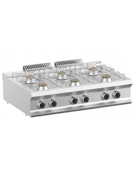 Cucina gas - N. 6 fuochi - Potenza bruciatori kW 7 - Da appoggio - Cm 110 x 73 x 25 h