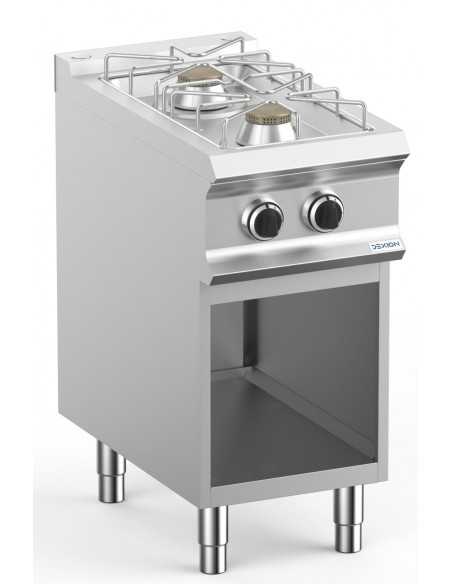 Cucina gas - N. 2 fuochi - Potenza kW 7 + 7 - Vano aperto - Cm 40 x 90 x 85 h