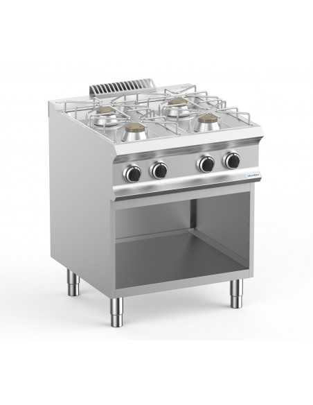 Cucina gas - N. 4 fuochi - Potenza bruciatori kW 7  - Vano aperto - Cm 80 x 90 x 85 h